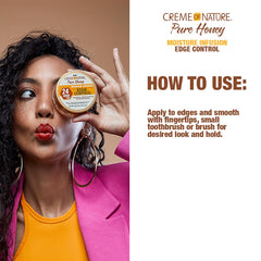 Creme of Nature Pure Honey hidrata bordes con aceite de coco y manteca.