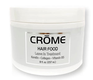 Crome Hair Food 8oz: botella con tratamiento sin enjuague con keratina para reparación