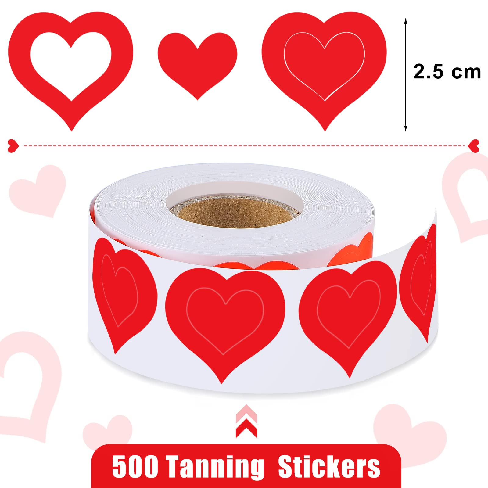 Crtiin adhesivos para bronceado, corazones 3 formas, fácil despegado y uso diario.