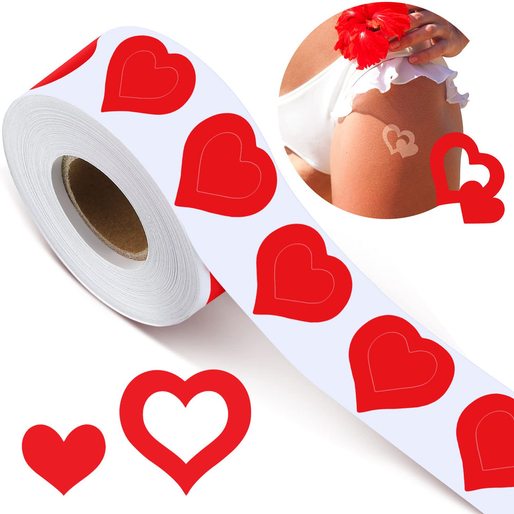 Crtiin rollo de 500 adhesivos con patrón de corazones para bronceado, diseño atractivo para uso diario.