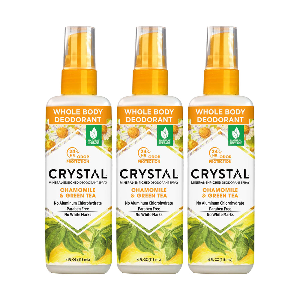 Crystal Essence desodorante mineral en spray de 118 ml para uso diario.