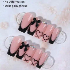 CTTHNBD Uñas adhesivas forma ataúd francesa con dije