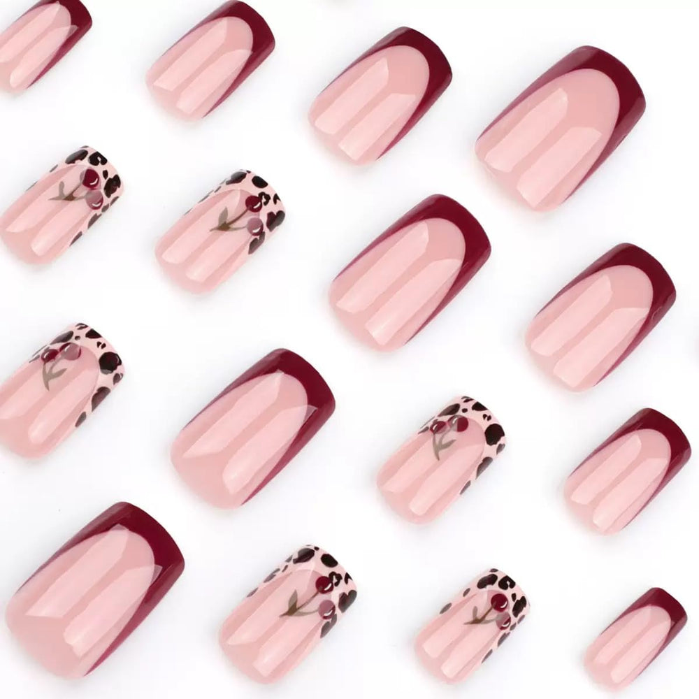Uñas francesas con estampado leopardo para ocasión CTTHNBD