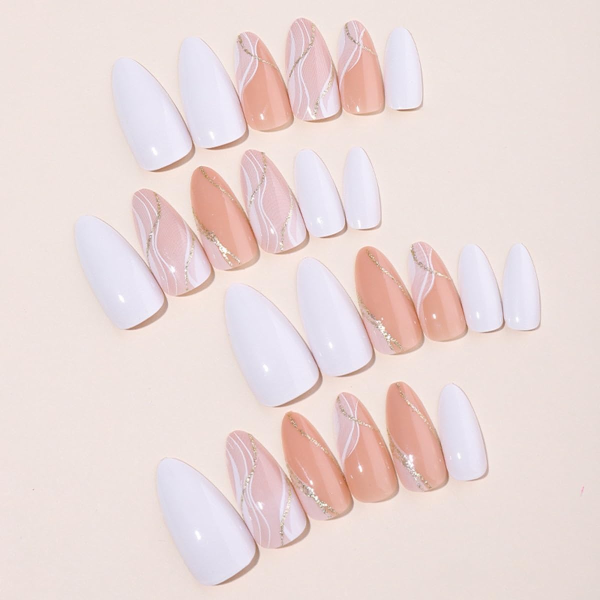 CTTHNBD Unas postizas almendra blanco brillante, acabado natural y suave.