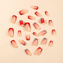 CTTHNBD uñas cuadradas rojas, acabado lujoso y duradero para diario.