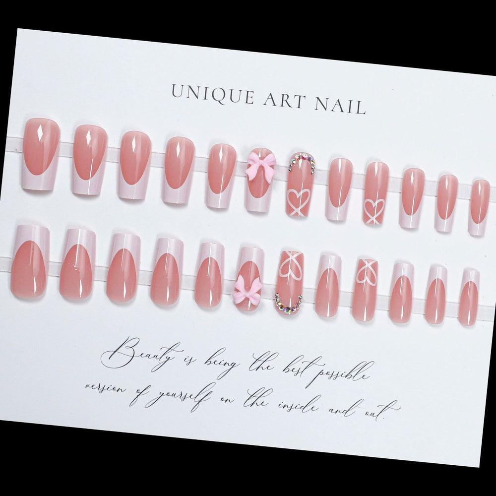 CTTHNBD Uñas postizas punta francesa blanca para manicura impecable.