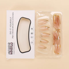 CTTHNBD conjunto de uñas almendra frances doradas para fiesta y uso diario.