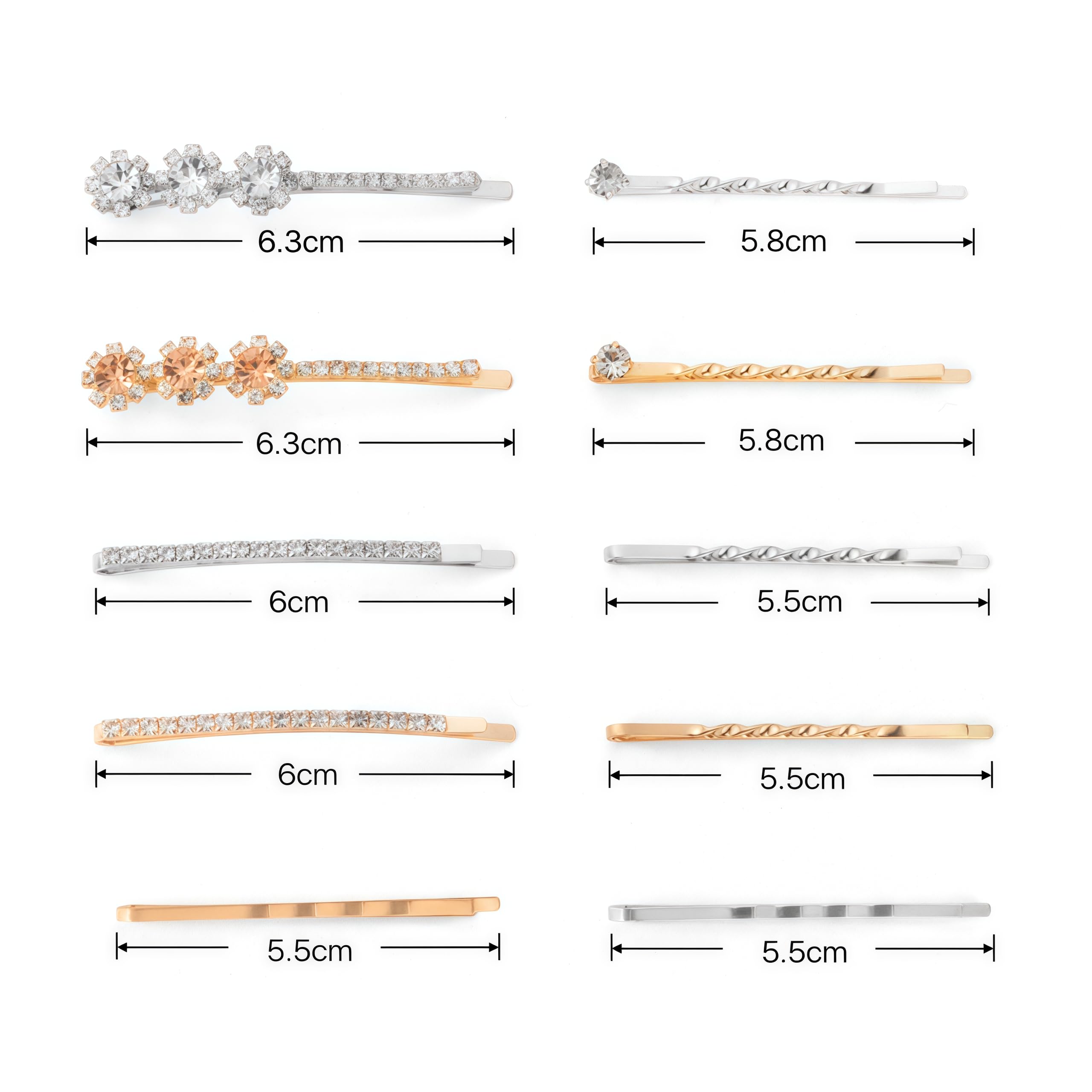 CubGreff pinzas con cristales plateados para un acabado elegante