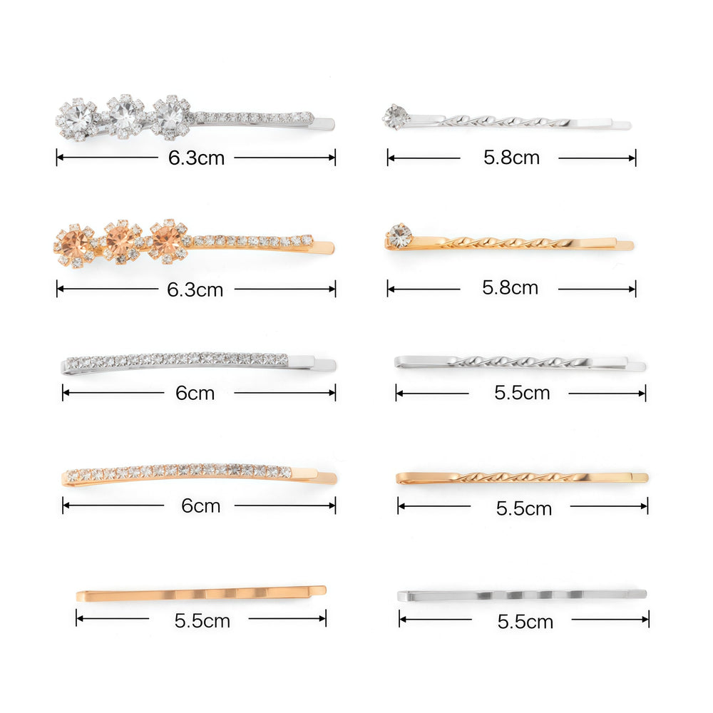 CubGreff pinzas con cristales plateados para un acabado elegante