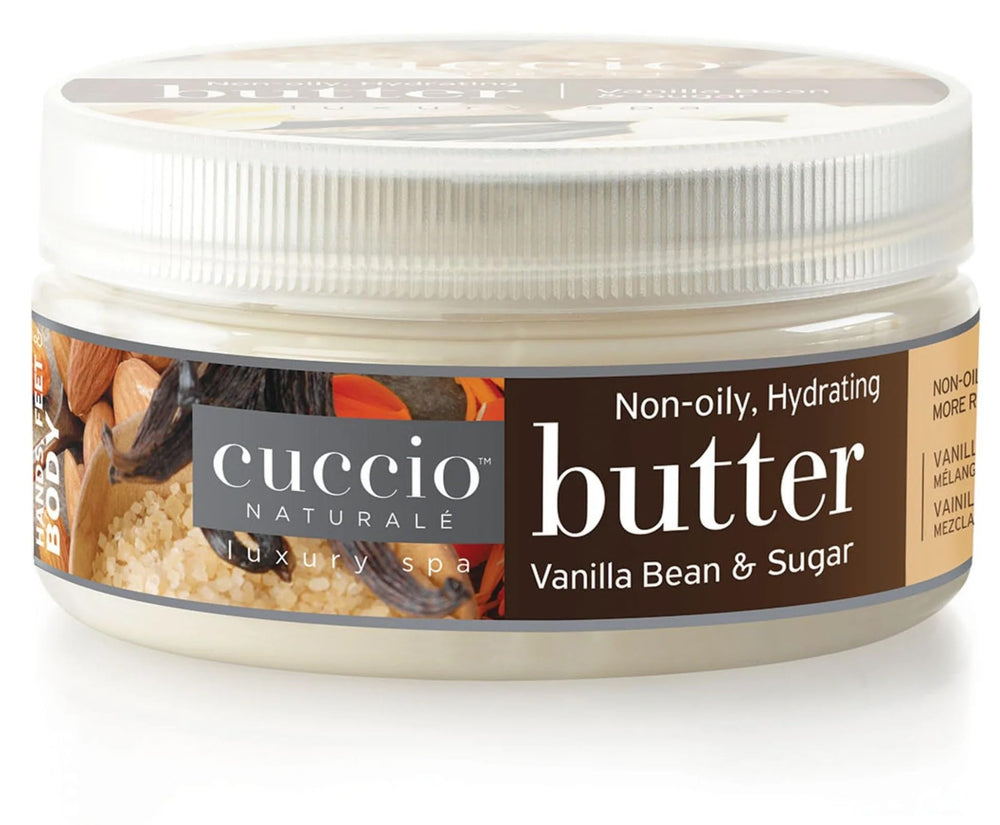 Cuccio Naturalé Butter Blend Vanilla Bean y Sugar: frasco para hidratación diaria.