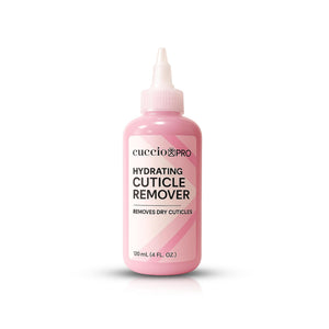 Cuccio Pro quitacutículas hidratante 4oz, ideal para manicura rápida en casa.