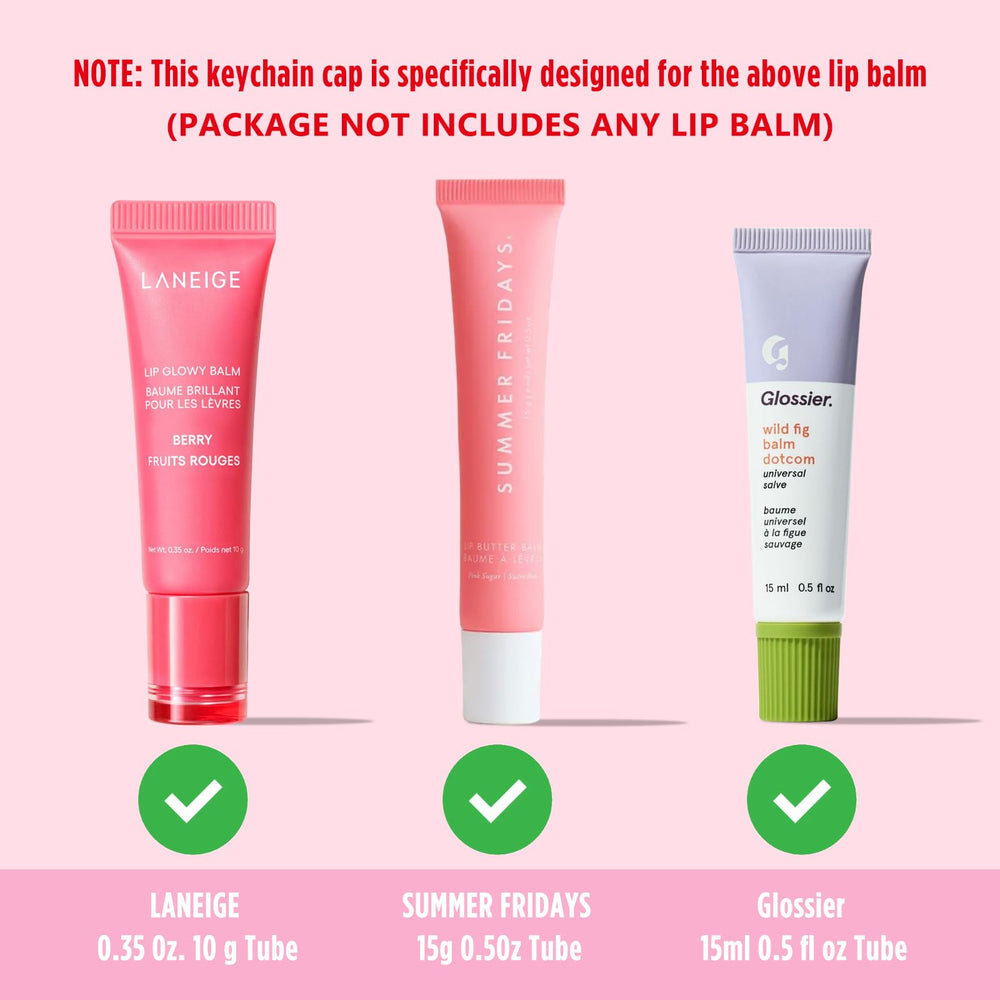Cupoita tapa bálsamo labial Glossier, uso cómodo y seguro para bolsos y llaveros.