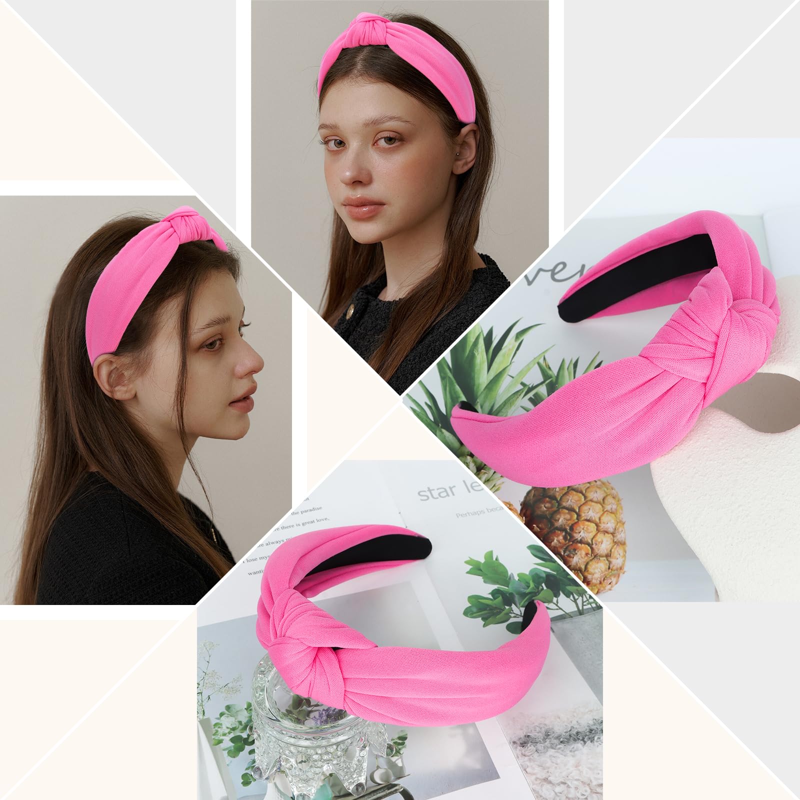 CURASA banda para el cabello rosa fucsia, ideal para uso diario