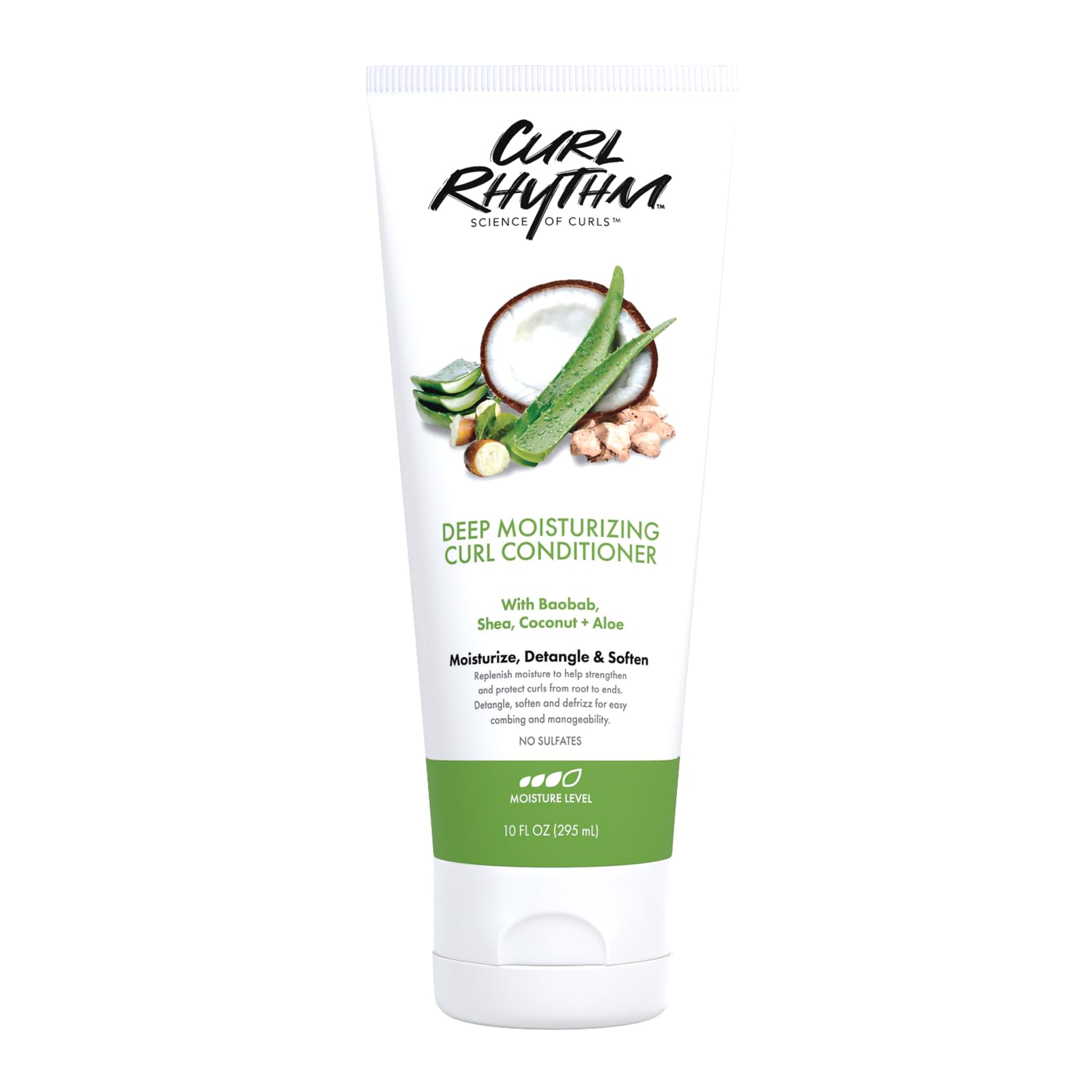 Curl Rhythm acondicionador para rizos en botella, brinda hidratación y manejo suave.