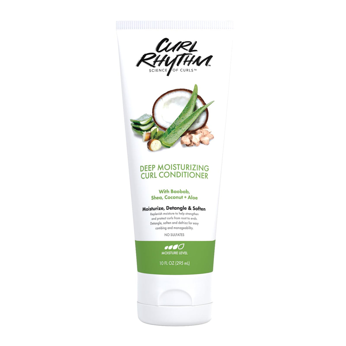 Curl Rhythm acondicionador para rizos en botella, brinda hidratación y manejo suave.