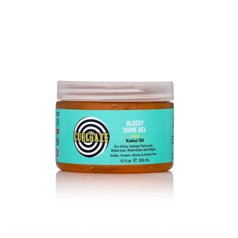 Curldaze Gel Brillo Brillante en botella para rizos definidos.