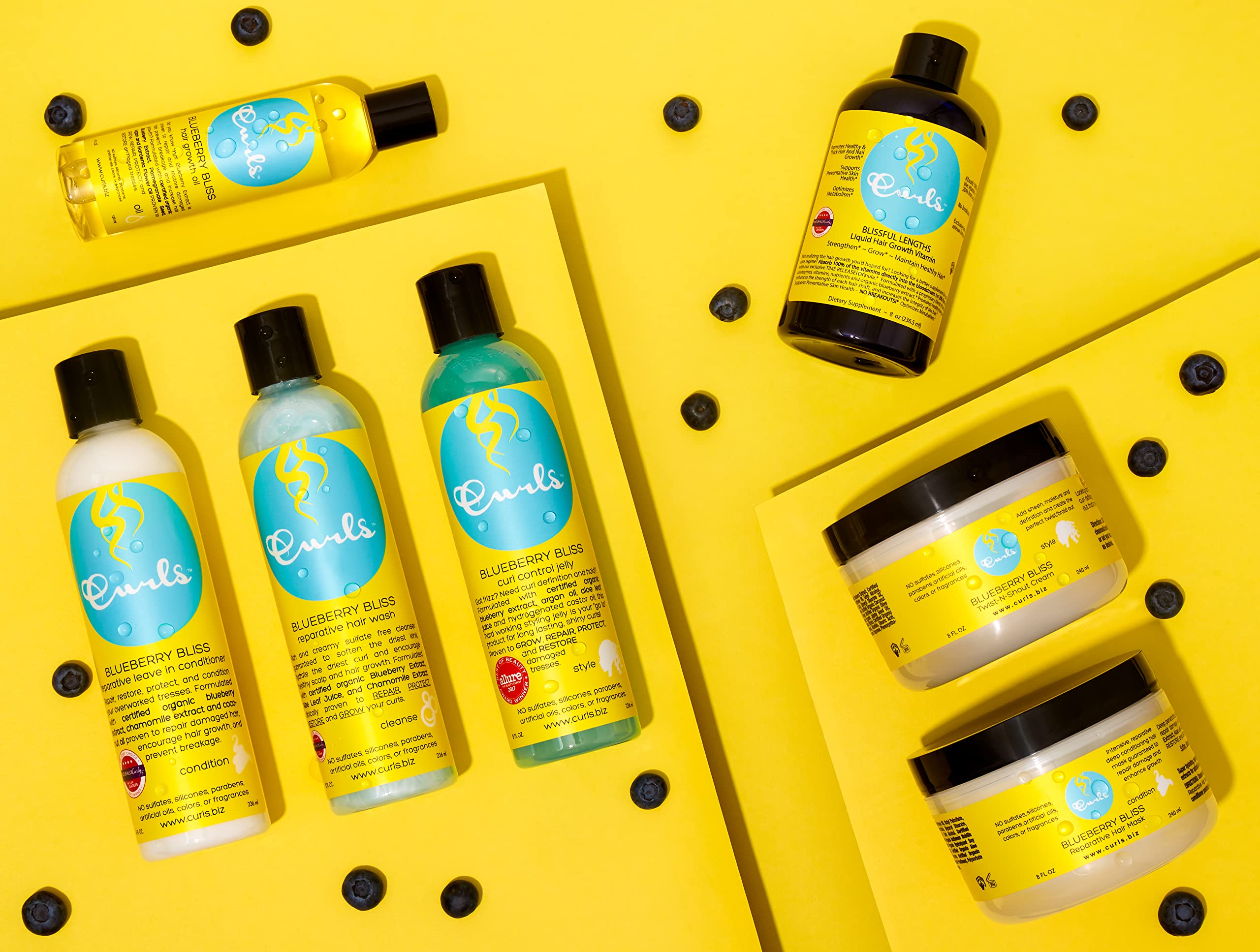 CURLS etiqueta del producto con ingredientes naturales