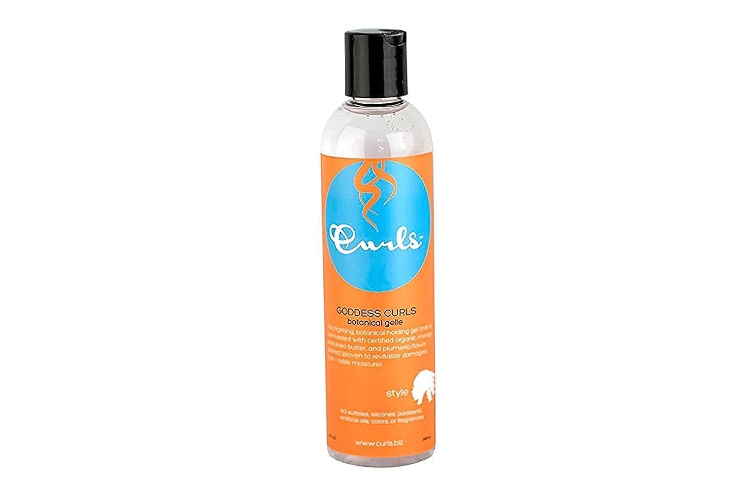 Curls Goddess Botanical Gel, bote 8oz, define rizos y reduce el frizz.