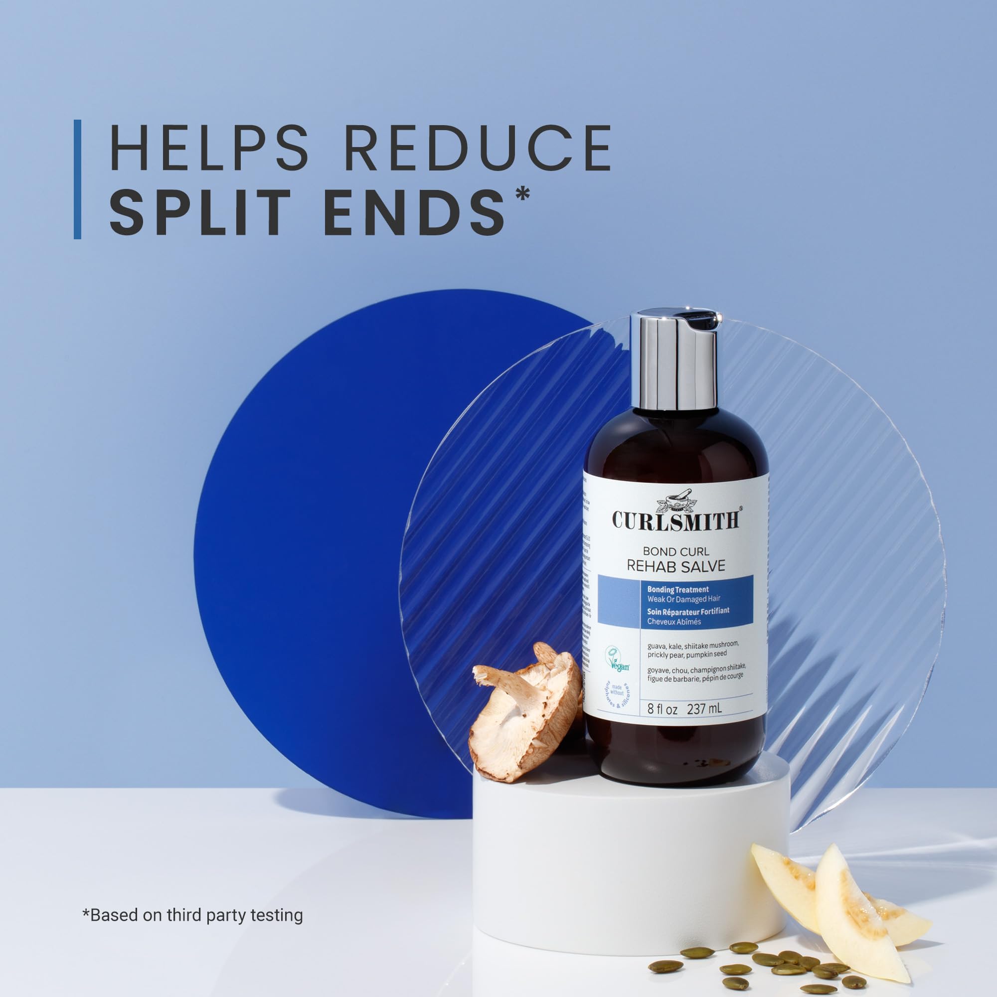 CURLSMITH Bond Curl Rehab Salve, etiqueta libre de sulfatos y parabenos.