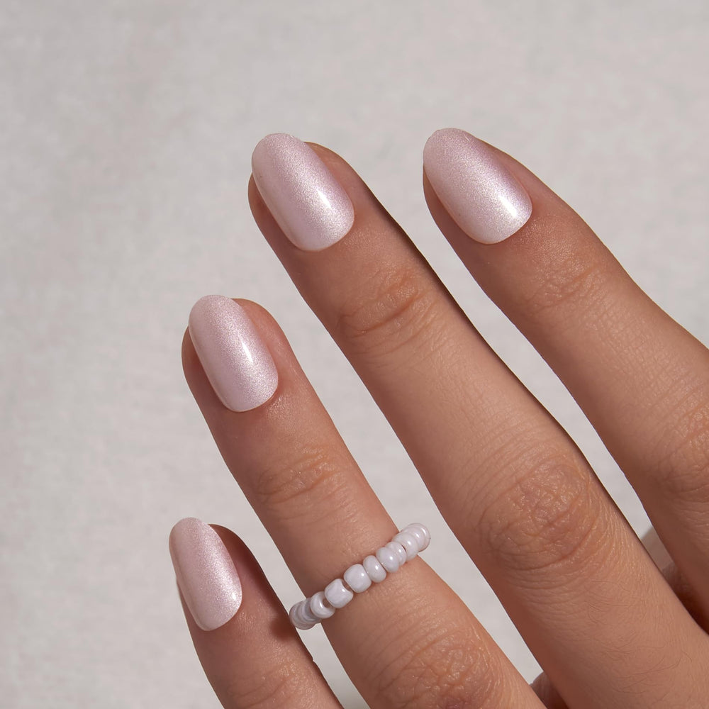 Curvlife uñas brillo perlado natural lista para usar en cualquier ocasión