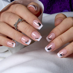 Curvlife uñas pegables estilo frances gato medio para un acabado elegante