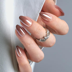 CurvLife uñas pegables de gel suave en Mocha Chrome para un acabado de salón duradero
