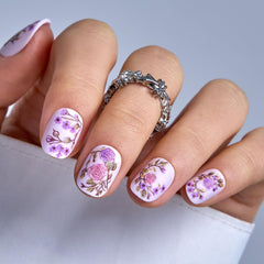 CurvLife uñas postizas con diseño floral para retoques rápidos