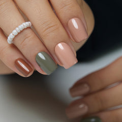 CurvLife uñas postizas tono piel corto: acabado natural y brillo duradero para manicura rápida.