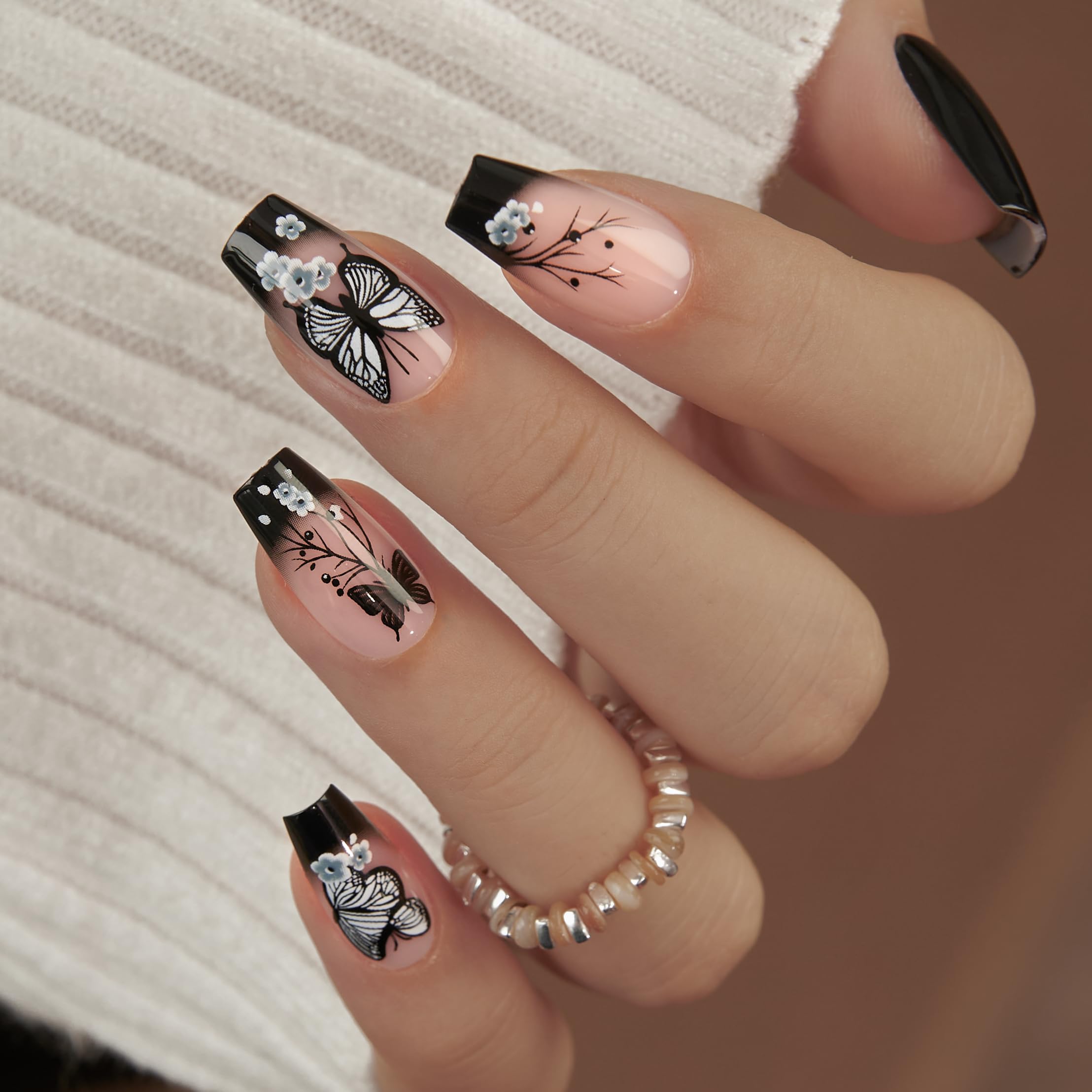 CurvLife uñas prensadas con diseño albaricoque para un look natural y duradero