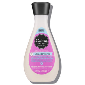 Cutex Remover Esmalte Gel frente de la botella para resultados profesionales en casa.