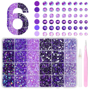 Piedras moradas 3D de Cynailli en caja, ideal para manualidades.