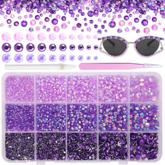 Piedras de resina moradas de Cynailli, kit 15 rejillas para manualidades con brillo