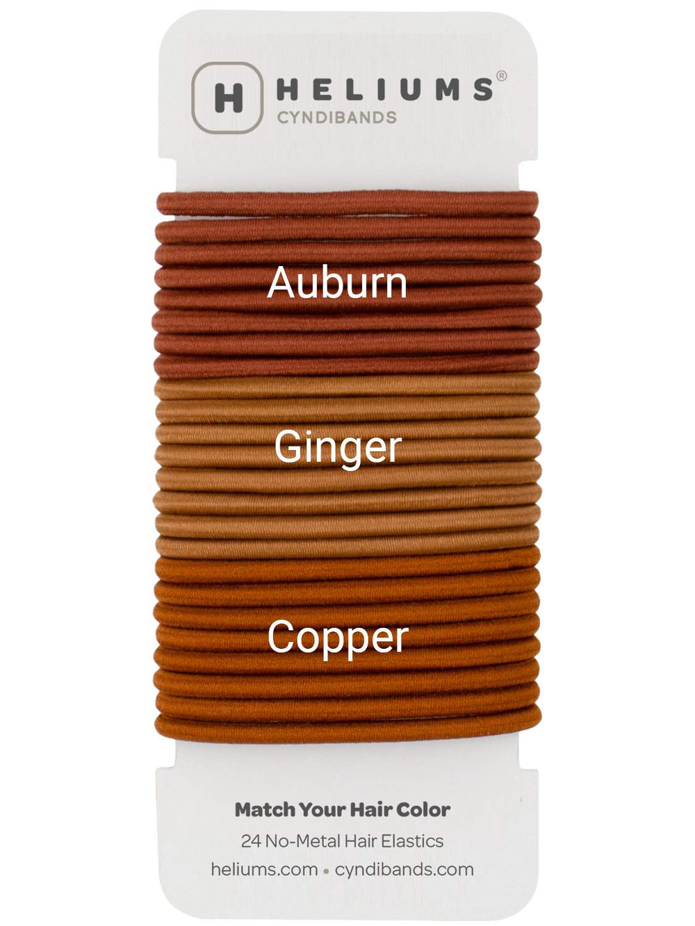 Cyndibands colores de elásticos para cabello rojo, muestra de tonos para combinar.