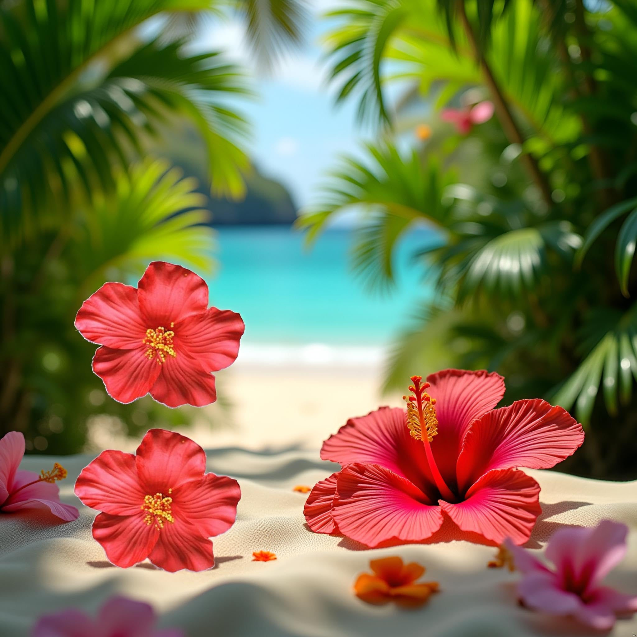 Flor hawaiana roja de 8 cm para bodas y fiestas