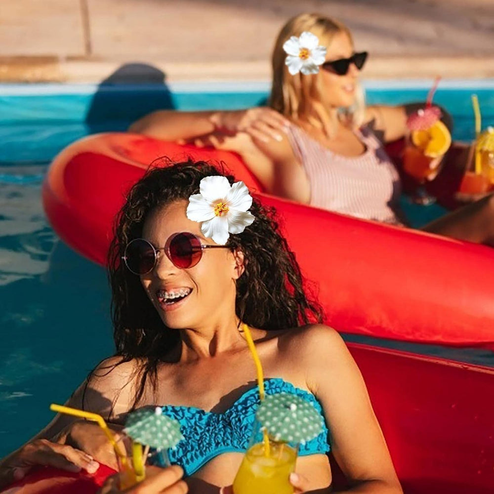 Par de clips hawaianos rojos para bailar y celebrar