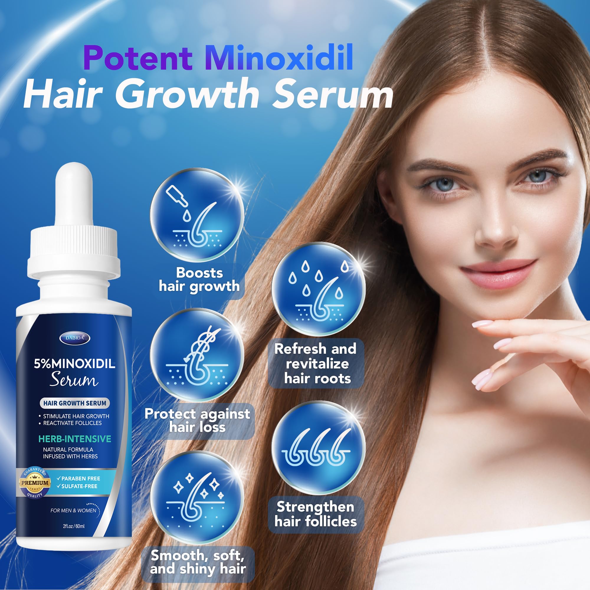 DABIDA Minoxidil para barba muestra regeneración y densidad en la zona.