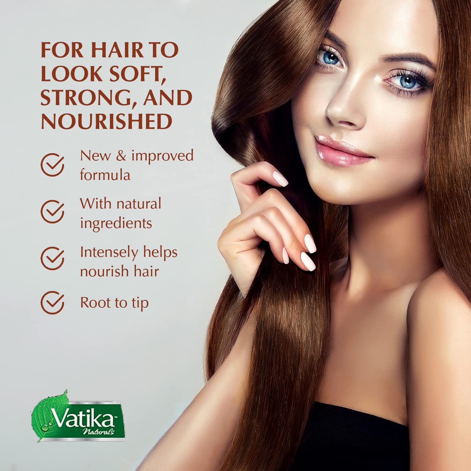 Dabur Vatika Naturals control del frizz para cabello manejable.