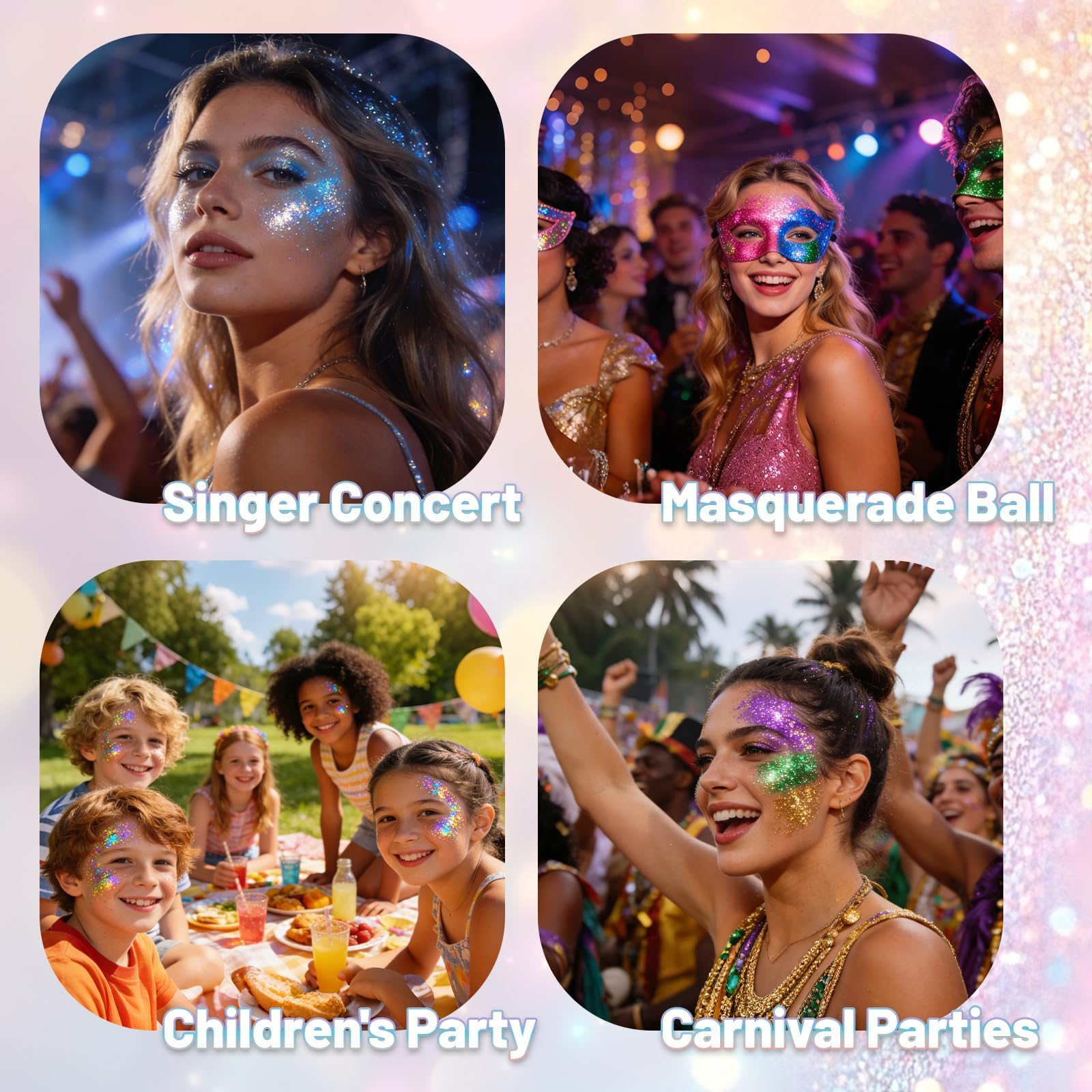Diversos diseños de purpurina para looks DAGEDA Sirena