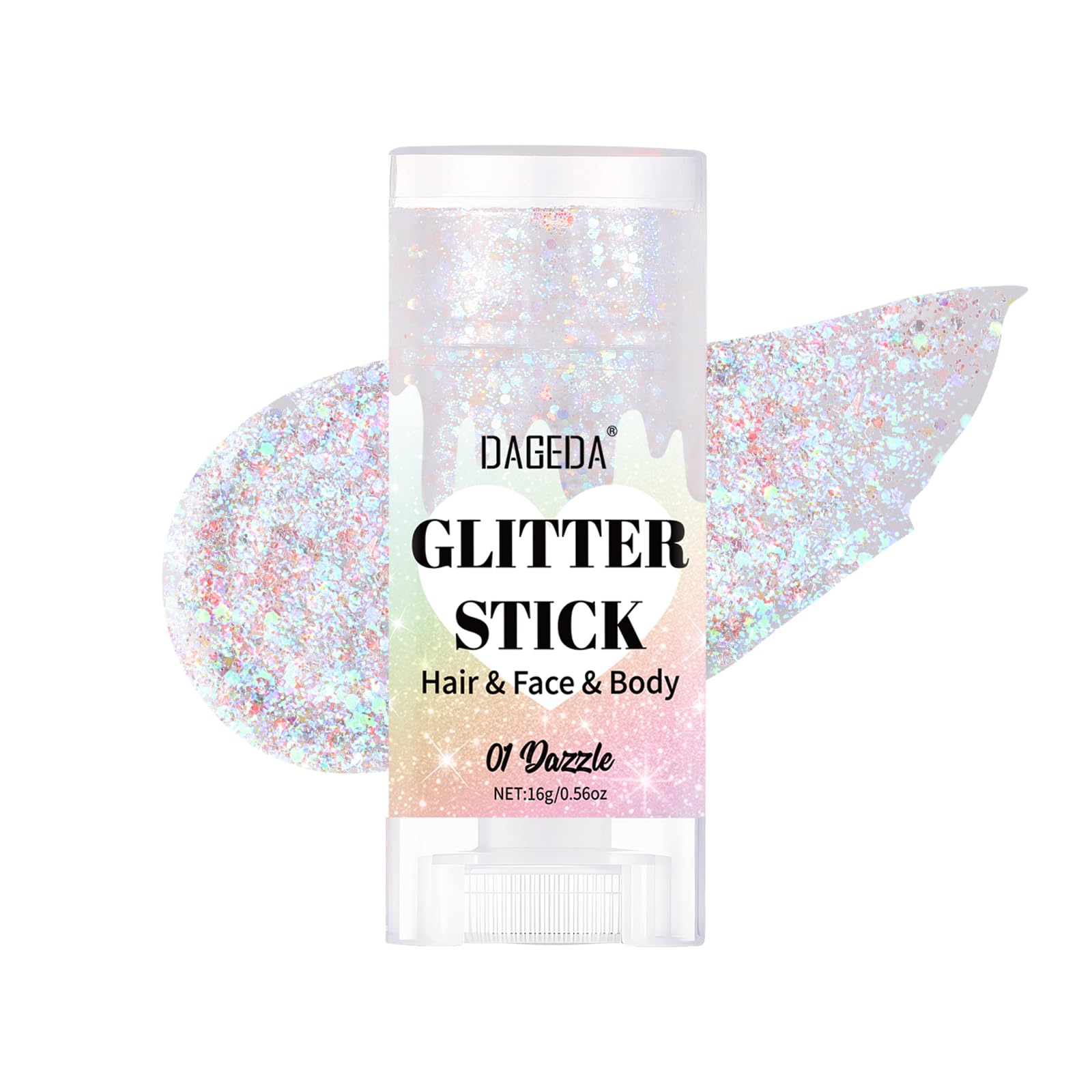 DAGEDA Dazzle Glitter Stick se aplica en la frente para un brillo sutil y elegante.
