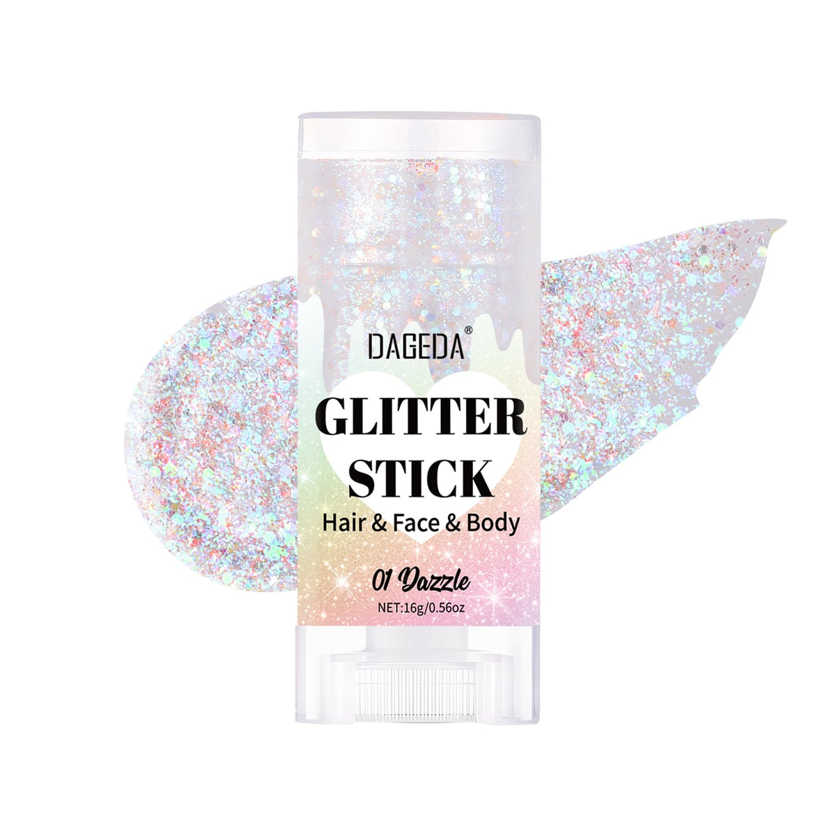 DAGEDA Dazzle Glitter Stick se aplica en la frente para un brillo sutil y elegante.