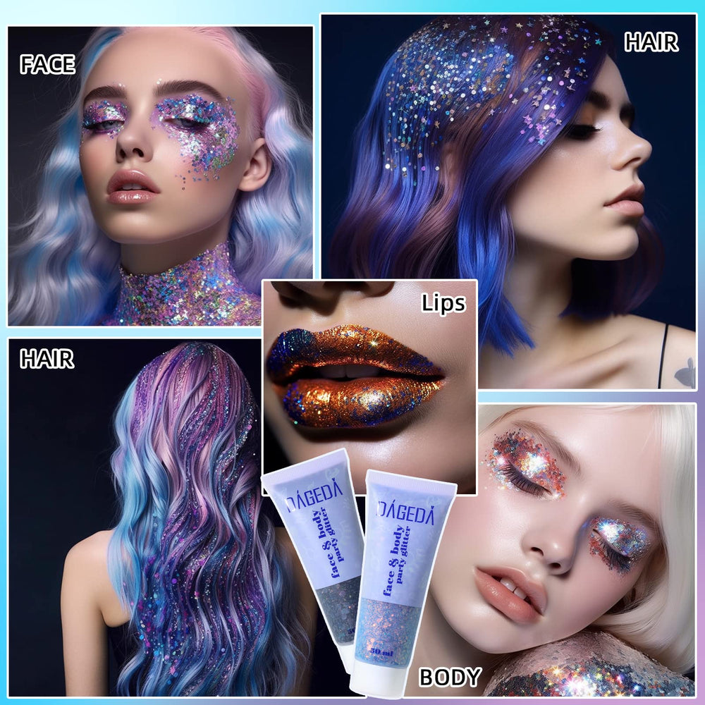DAGEDA Glitter Gel brilla incluso con luz tenue.