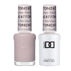 Daisy DND, esmalte gel Rosado Glaseado 877, acabado elegante y translúcido.
