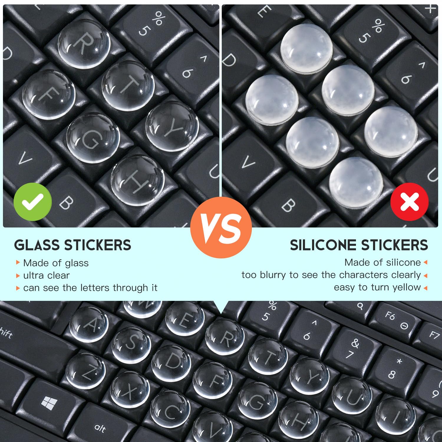 DAMMOMKO etiquetas para teclado elevadas protegen uñas durante escritura.