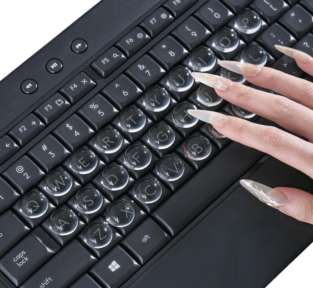 DAMMOMKO teclas largas de uñas con cristal, legibilidad clara al teclear.