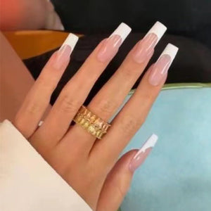 Uñas falsas DANMANR francesas cuadradas nude para un acabado elegante