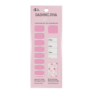 Dashing Diva Heart to Heart: tiras gel en caja para manicura rápida y brillo duradero.
