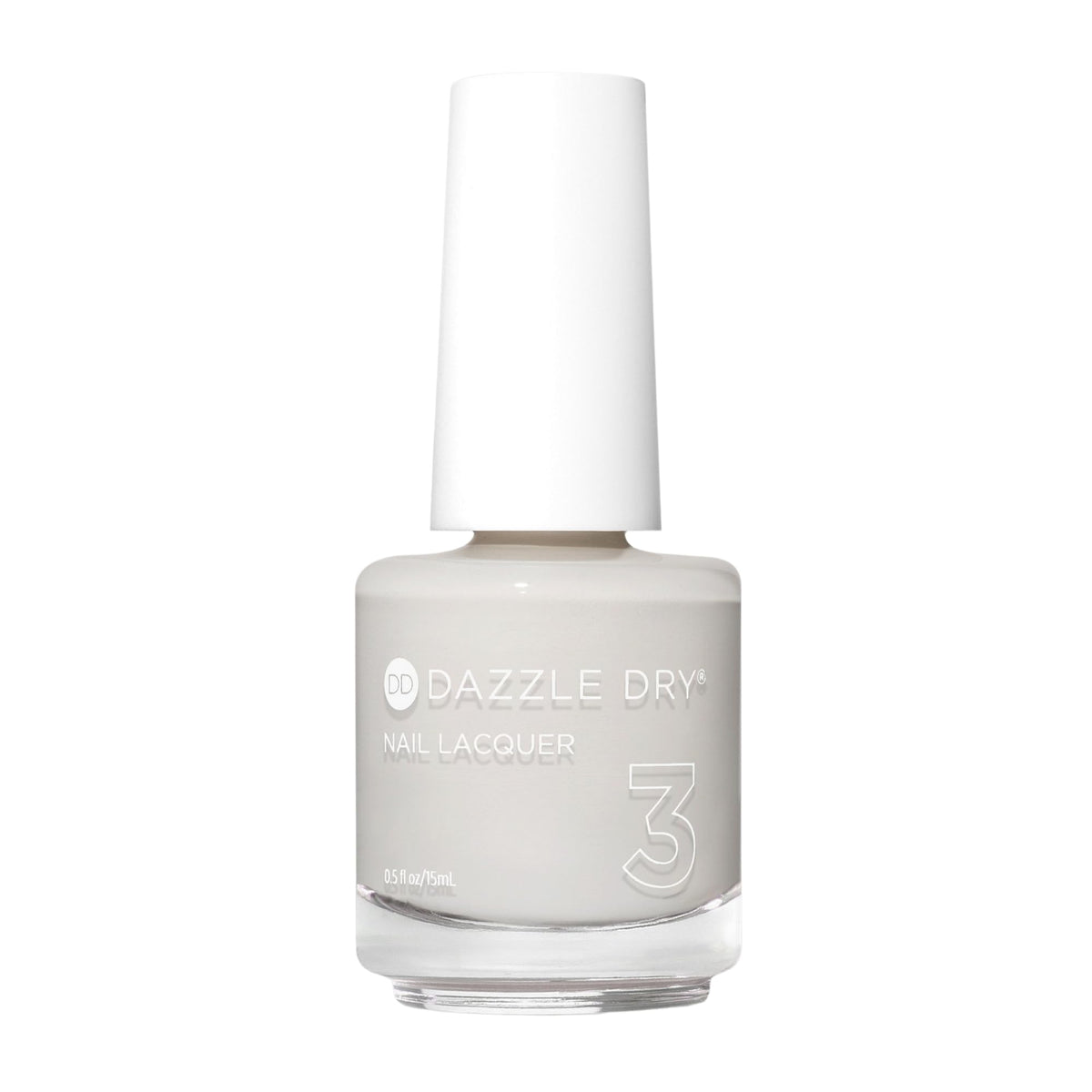 Dazzle Dry Esmalte Step 3 en tono blanco calido, cubre uñas con acabado uniforme.