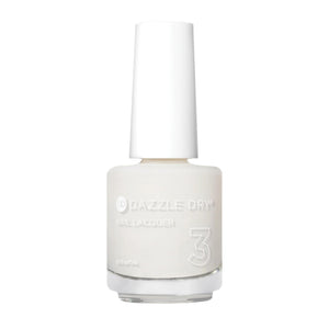 Dazzle Dry Step 3 laca blanco lechoso, acabado limpio y elegante.