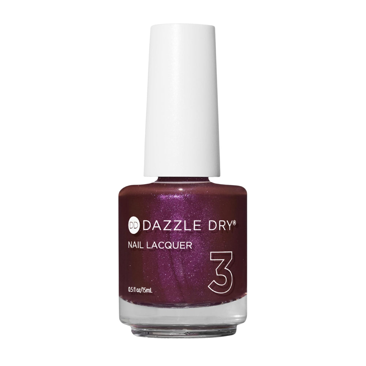 Dazzle Dry Spiced Plum: botella mostrando color profundo con brillo rosado.