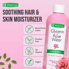 Aplicación en rostro de tónico de rosas y glicerina, sensación refrescante.